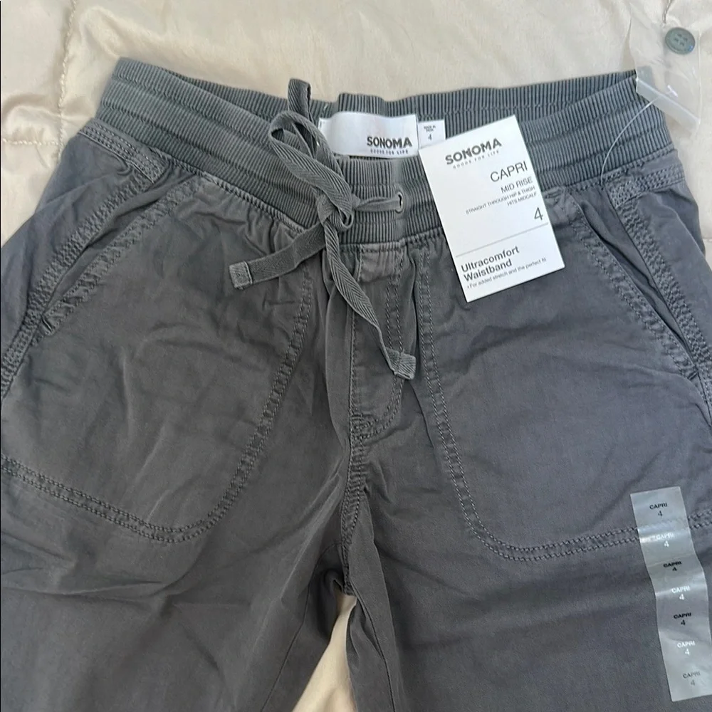 Sonoma Gray Capri Pants with Ultracomfort Waistband - Picture 3 of 5